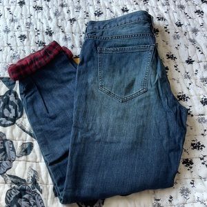 NWT Eddie Bauer dark wash flannel jeans